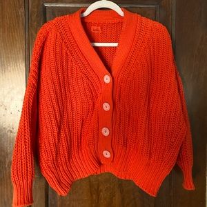 Babaa Cardigan No.18 Summer Flame Red Cotton
